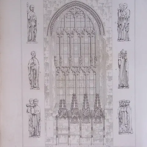 Dorchester Church Oxfordshire 190 Years-Old John Britton Antique Steel Engraving-224