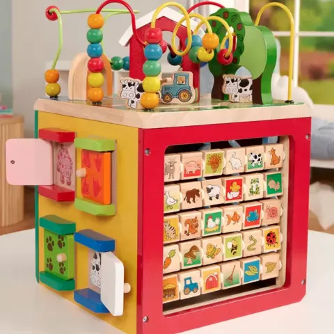 Battat Wooden Farm Activity Cube New Sealed Box