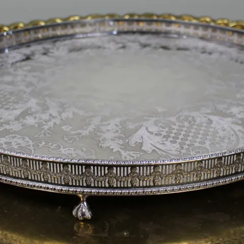 Viners of Sheffield Silver-Plated Gallery Tray – Alpha Plate, Hand Chased