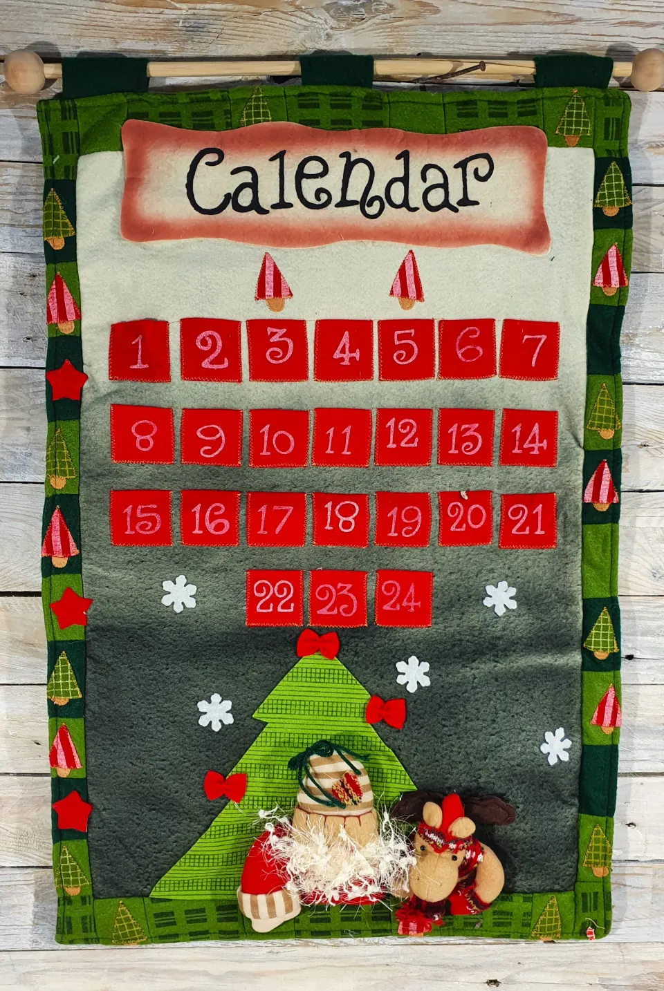 Giant 3D fabric advent calendar, individual pockets. 70cm x 50cm