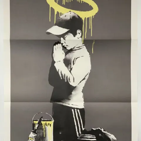 Banksy (b 1974-)'Forgive Us Our Trespassing', Original double-sided poster and Don't Panic pack 2010