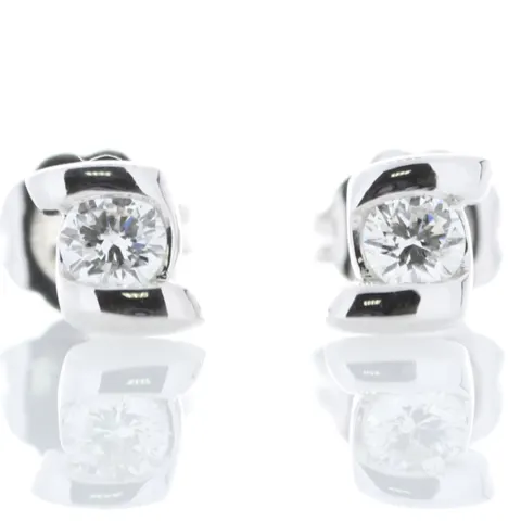 18ct White Gold Bar Set Diamond Earring 0.25 Carats