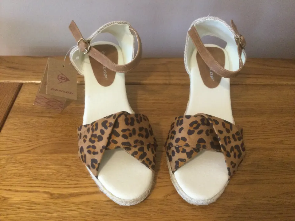 Dunlop “Cleo” Espadrille Wedge Sandals, Size 7, Leopard - New RRP £35.00