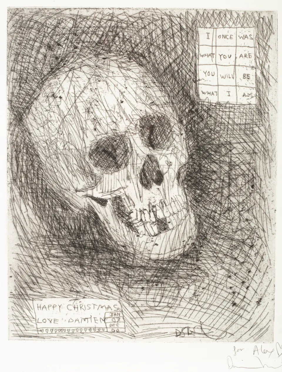 Damien Hirst (b 1965) Happy Christmas (Skull) Limited edition, signed and dedicated lower right 2007