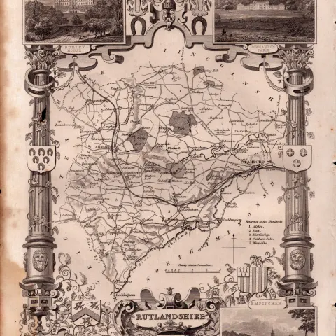 East Midlands of England Steel Engraved Antique Thomas Moule Map.