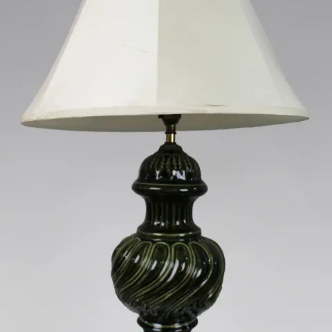 Large Royal Doulton Green Glazed Table Lamp with Shade