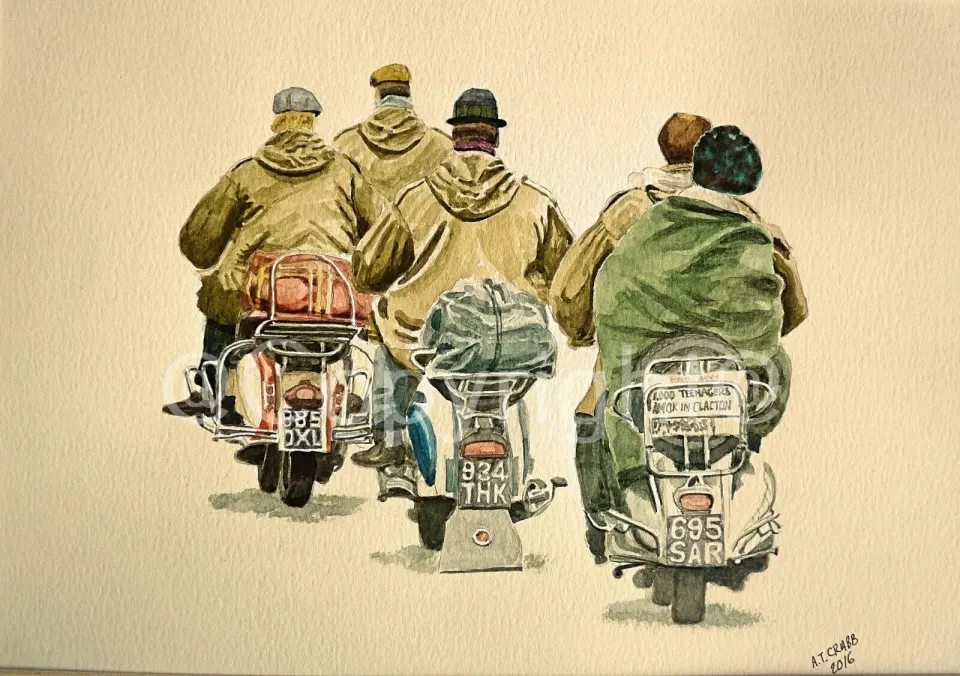Mods & Scooters 1960's ""Mods in Clacton"" Large Metal Wall Art.