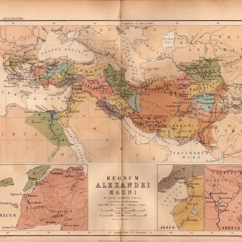 Antique 1867 Coloured Classical Map Regnum, Alexandria, Libya.