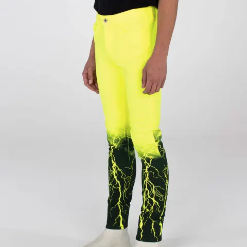 MJB Marc Jaques Burton Yellow and Black Lightning Crixus Jeans, Online Price £435, Size 32