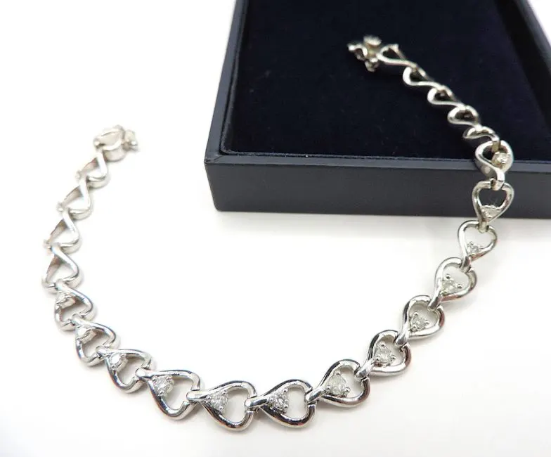925 Sterling Silver White Sapphire Gemstone Bracelet