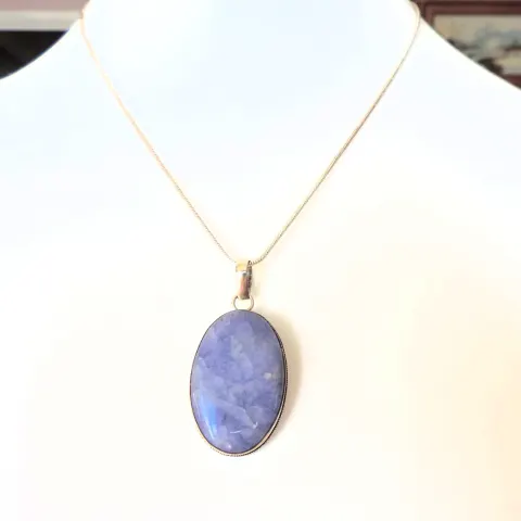 Artisan Sterling Silver Chunky Blue Agate Necklace with Gift Box