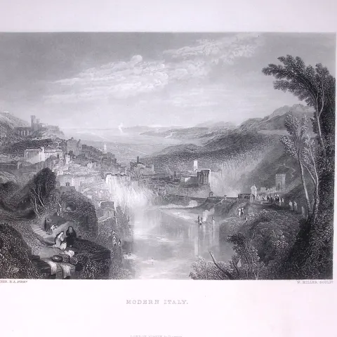 J.M.W Turner View of Ancient Italy Antique Steel Engraving-16-TR