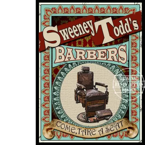 Sweeney Todd's Barber Shop Victorian Life of Crime Murderers Metal Wall Art