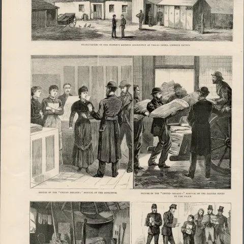United Ireland Newspaper Offices Raided Police 1881 Antique Print.