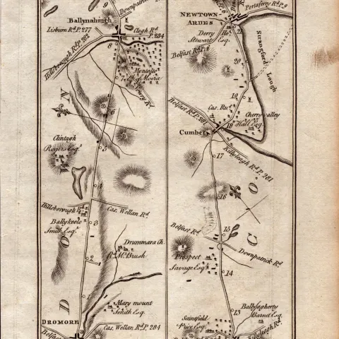 Ireland Rare Antique 1777 Map Dromore Newtownards Leitrim Ballynahinch Down.