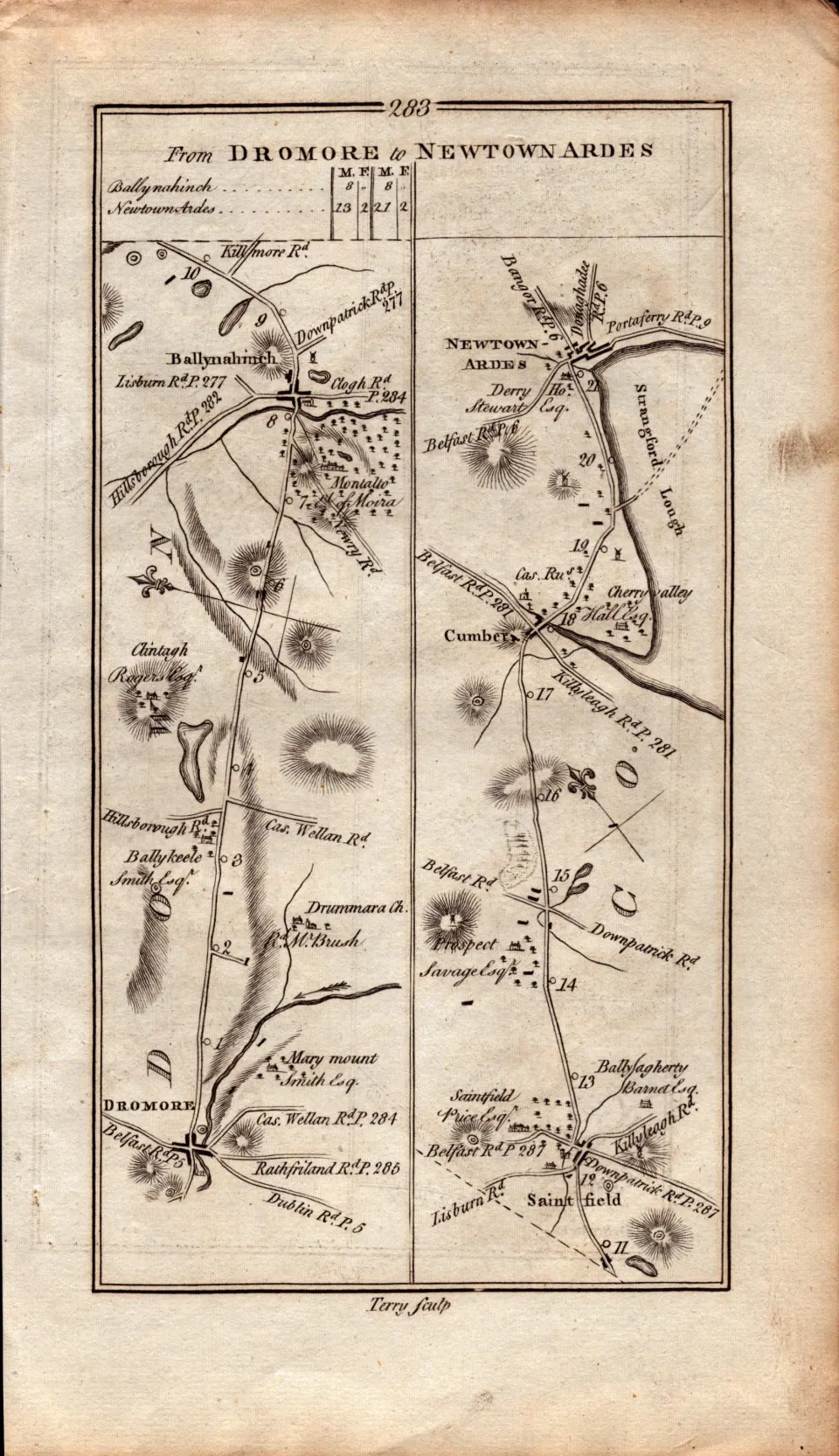 Ireland Rare Antique 1777 Map Dromore Newtownards Leitrim Ballynahinch Down.