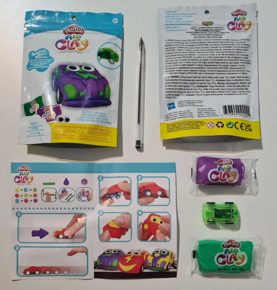 100 Packs Play Dough Air Clay Racer - Brand New Sealed All Clay Fully Wet Nothing Hard Or Dry