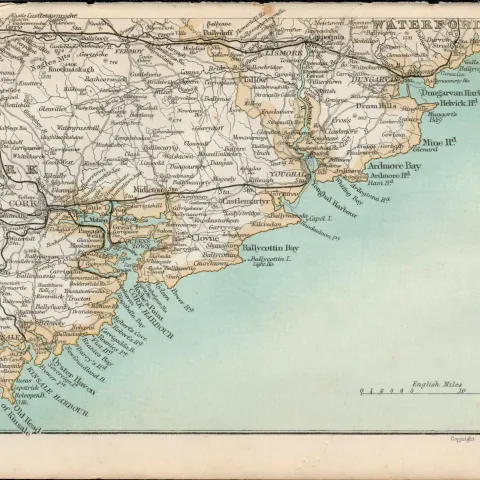 Cork Kinsale Youghal Mallow Lismore Antique Map 16.