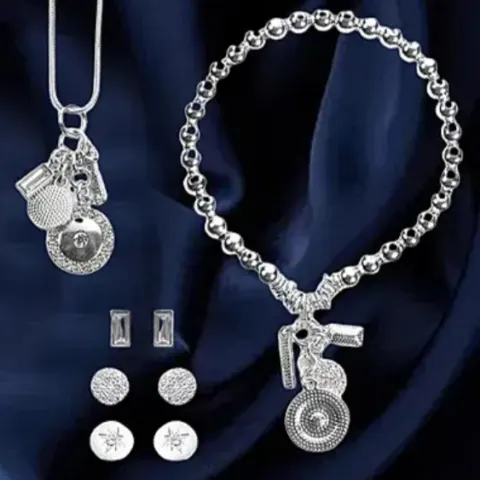 New! 5 Piece Set - White Austrian Crystal and Simulated Diamond