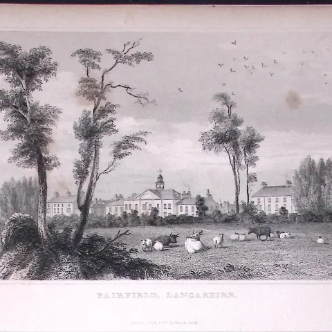 Fairfield Droylsden Manchester Antique 195 Years-Old Steel-Engraving-4