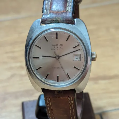 Vintage Pontiac Memodate 3-Star "P. De Witte" Swiss Mechanical Watch - Working