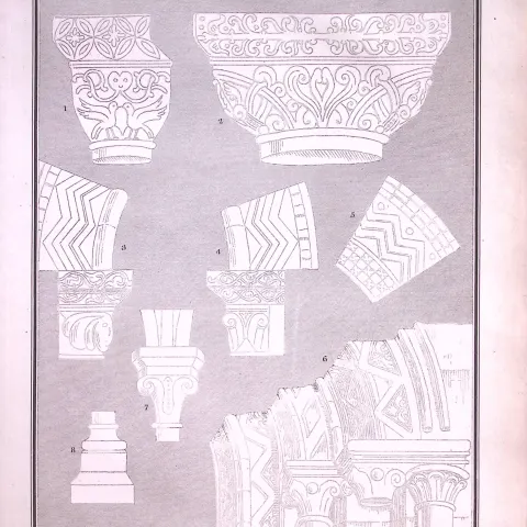 Saxon Architecture in Cheshire Antique 216-Year-Old Copperplate Print-12-TR
