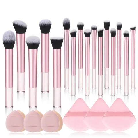 Multi-Use Makeup Brush Set With Transparent Handle, Soft Bristles Cosmetic Brushes