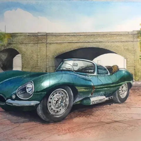 Jaguar XKSS Classic British Racing Green Car The Holy Grail Metal Wall Art