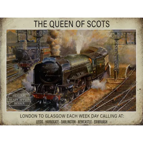 The Queen Of Scots On Route Leeds-Edinburgh Iconic Steam Train Metal Wall Art