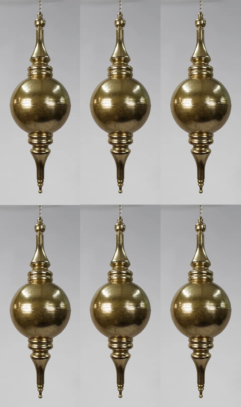 Set of 6 Gilt Metal Hanging Decorative Seasonal Ornaments
