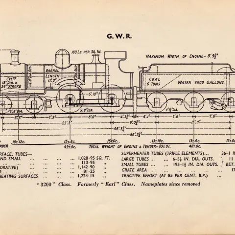 G.W.R  Earl Class Locomotive Detailed Drawing Diagram 85 Year- Old Print-8