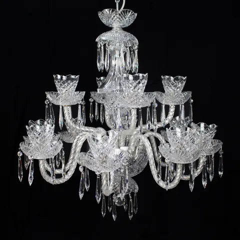 Fine Waterford Cut Glass Crystal Two Tier Chandelier