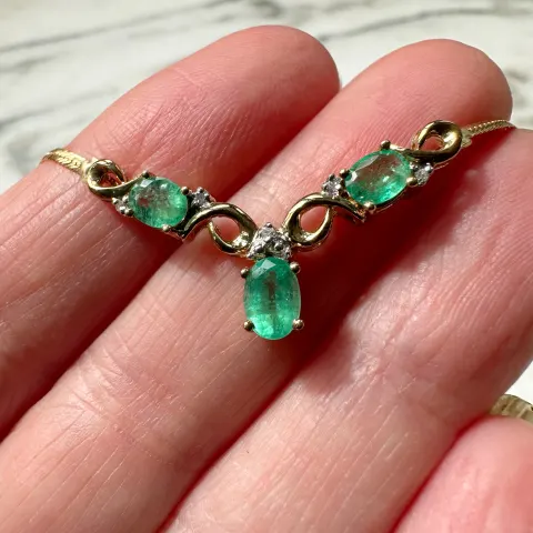 Green Tourmaline and Diamond Necklace