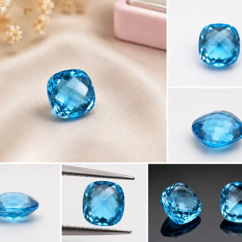 Natural Blue Topaz 6.40ct Cushion Cut Loose Gemstone – 10 x 10 mm