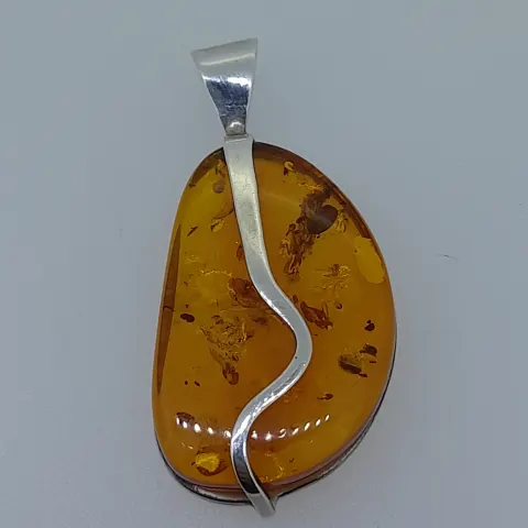 Silver set with natural amber