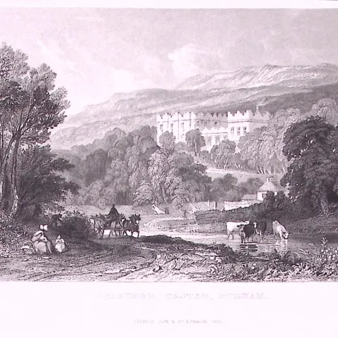 Stanhope Castle Durham 1835 Antique Steel Engraving-17-TR