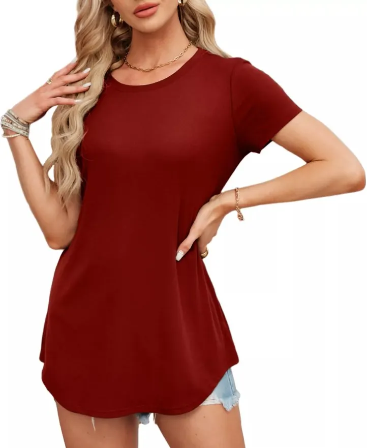 7 x Women's Summer Tunic Top, Casual Loose Fit Crewneck Lb1a