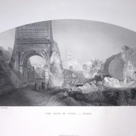 J.M.W Turner Arch of Titus Rome Italy Large Antique Steel Engraving-38-TR