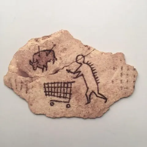 BANKSY (British 1974) Peckham Rock 'Shopping Trolly's Wooden Postcard, from the British Museum 2018