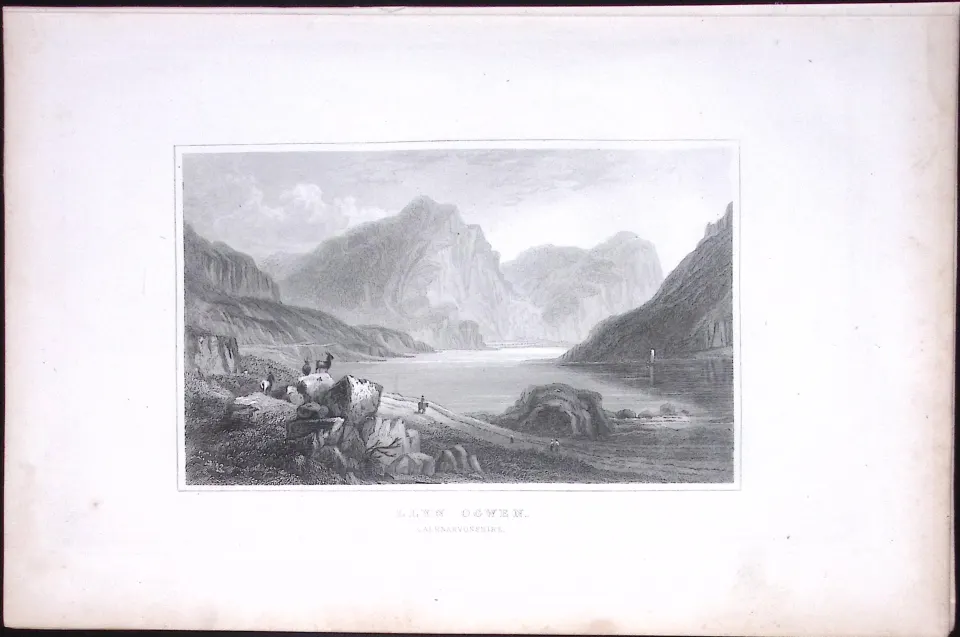 Wales-Llyn Ogwen Snowdonia Antique 166-Year-Old  Steel Engraving-8
