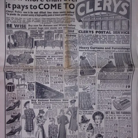 Irish Independent WW2 87 Years-Old Rare Newspaper Adverts, GAA Results, Etc.