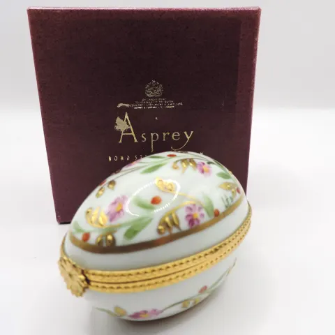 Vintage Limoges France A La Main Paris Style Porcelain Egg In Asprey Gift Box