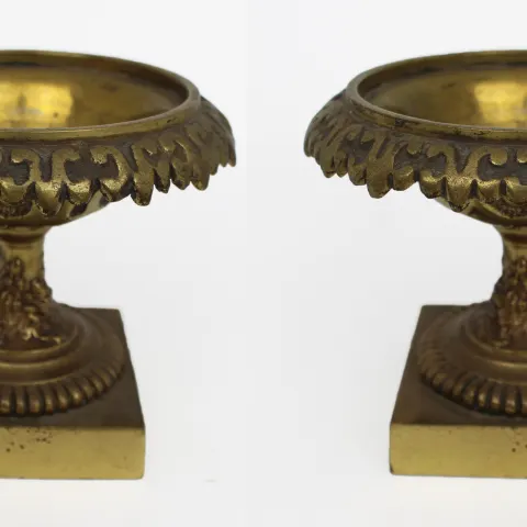 Pair of Small Antique Bronze Grand Tour Urns