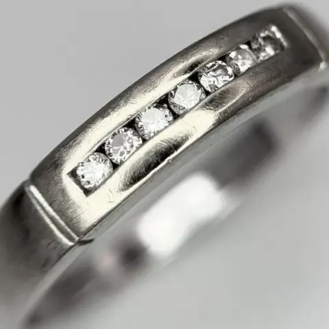 Beautiful Vintage Channel Set 14k White Gold 7 Diamond Half Eternity Ring Size N 2.5g