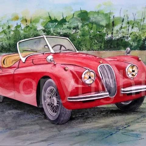 Jaguar XK 120 1950's Iconic Sporting British Car Large Metal Art