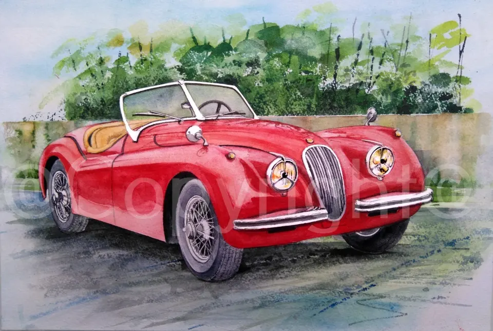 Jaguar XK 120 1950's Iconic Sporting British Car Large Metal Art