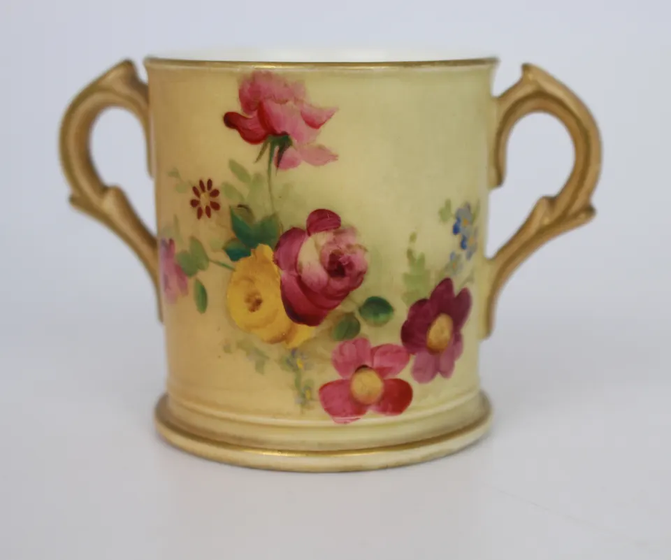Edwardian Royal Worcester Small Two Handled Blush Cup