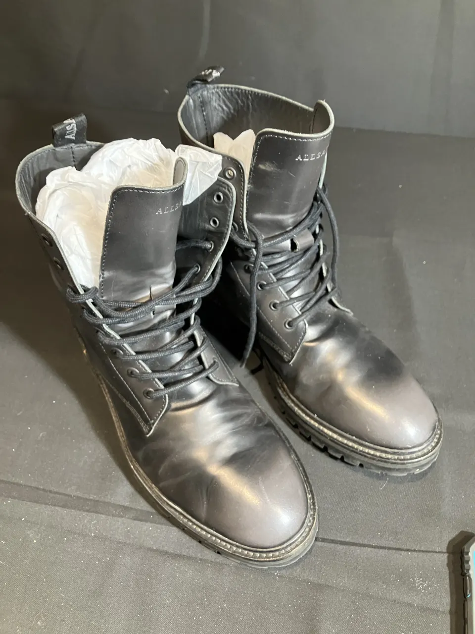 All Saints Combat boots worn by Mark Fleischmann