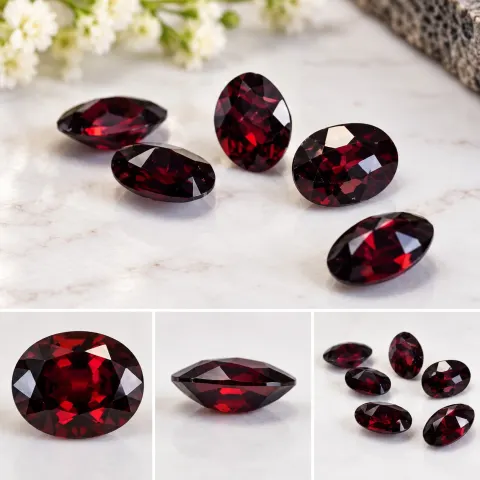 Lot of 5 Garnet Gemstones – 10.64ct Total – 9x7mm