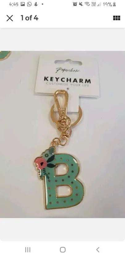 Box of 24 Keyrings of the letter B Paperchase